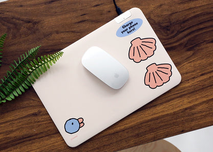 Graphic Wireless Charging Mouse Pads Faux Leather Non-Slip Office Gift