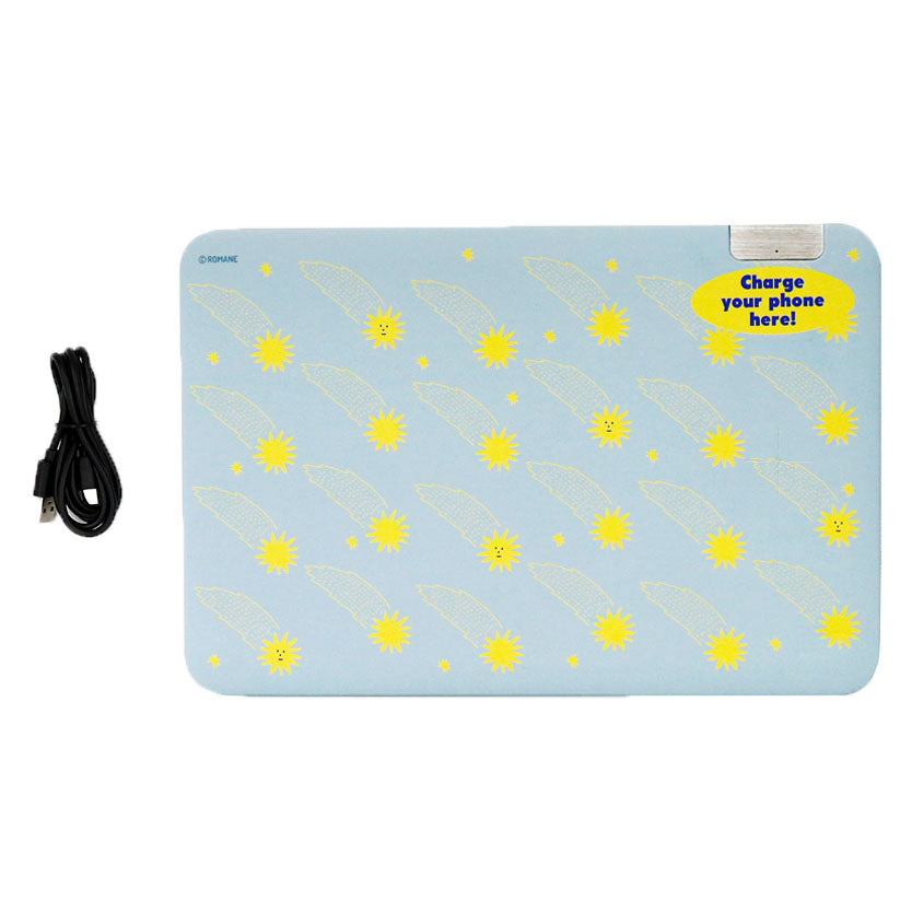 Graphic Wireless Charging Mouse Pads Faux Leather Non-Slip Office Gift