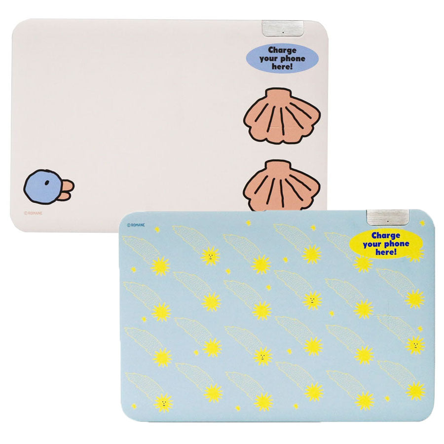 Graphic Wireless Charging Mouse Pads Faux Leather Non-Slip Office Gift