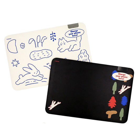 Graphic Fast Wireless Charging Mouse Pads Faux Leather Non-Slip Office