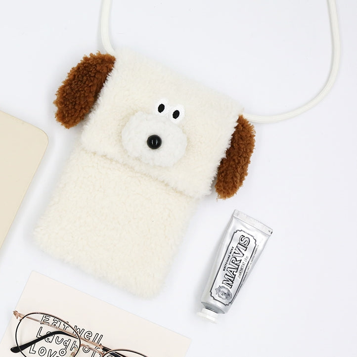 Cute Bunny Puppy Womens Crossbody Faux Shearling Crossbody Bags Girls Mini Small Gifts Animal Characters Adjustable Cellphone Cosmetic Purses