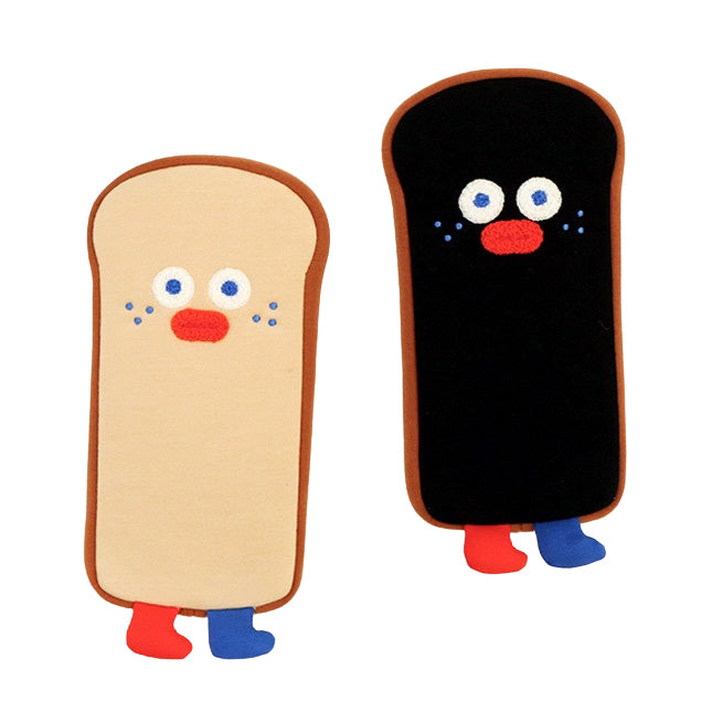 Beige Black Brunch Brother Toast Pencil Cases Stationery Cute 100% Cotton Zipper Gifts