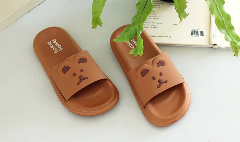 Cute Bears Cats Characters Comfy Slippers Womens Sandals Shoes Office School Home Bath Cushions EVA Bottom Outdoor Indoor Non-slip
