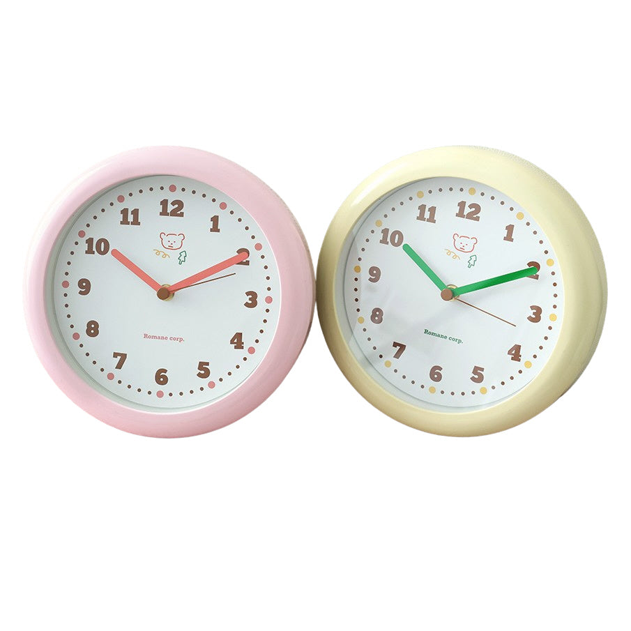 Pastel Creamy Circle Round Wall Clocks Home Decor Silent Nonticking Gifts Cute Bear