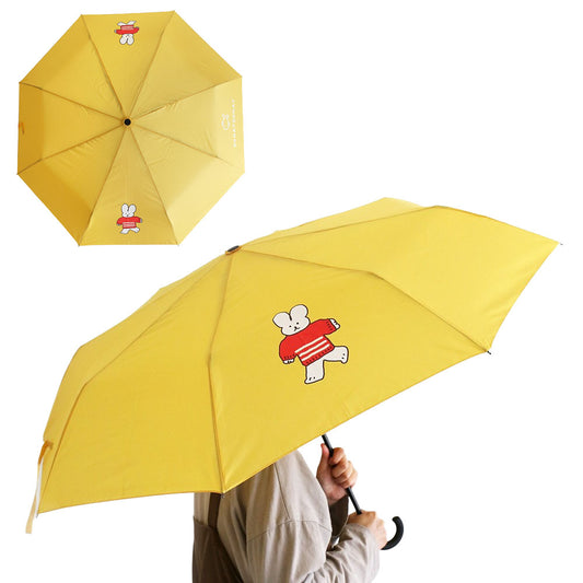 Yellow Bunny Rabbit 3 Folding Manual Umbrellas Windproof Waterproof