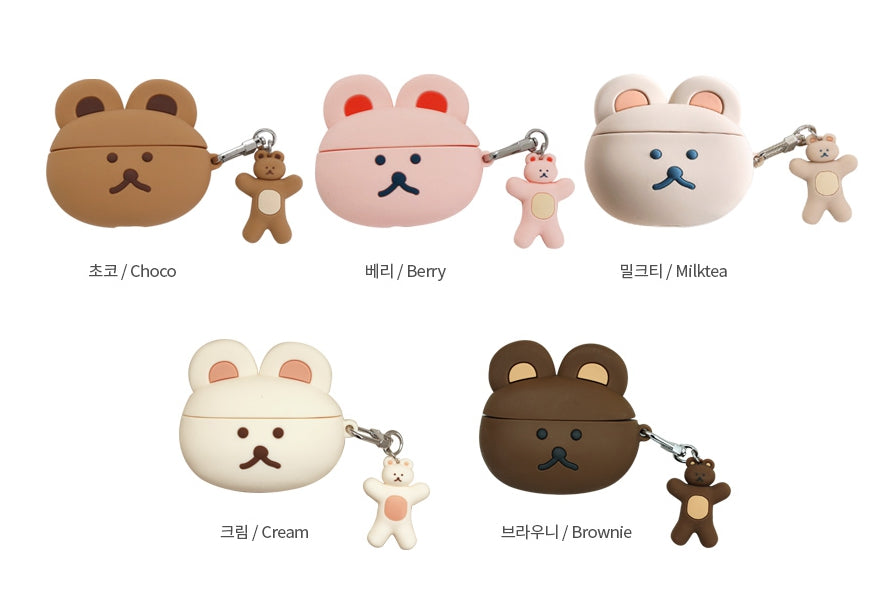 Cute Bear Characters Airpod3 Cases Headset Headphone Accessories Silicone Keyring Accessory Protect Apple Charger