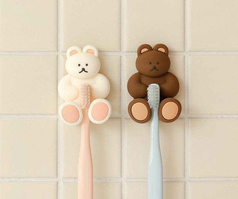 Bear Characters Toothbrushes Holders Teeth Dental Care Tools Bathrooms Racks Silicone