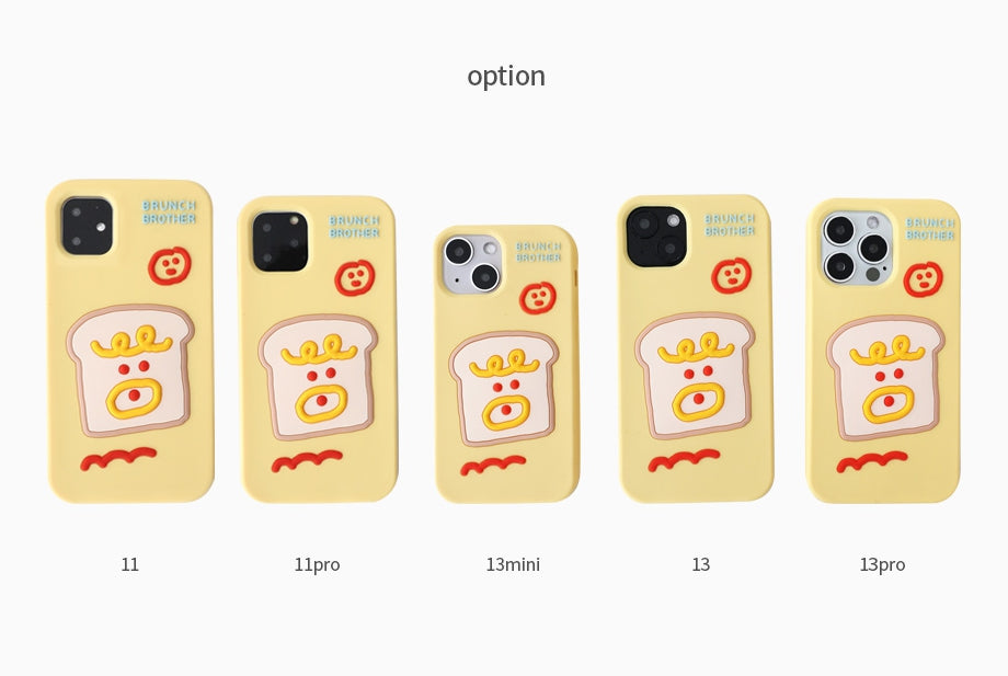 Yellow Toast Cellphone Cases for iPhone 11 13 Series Silicone Smartphone Accessories Cute Brunch Brother