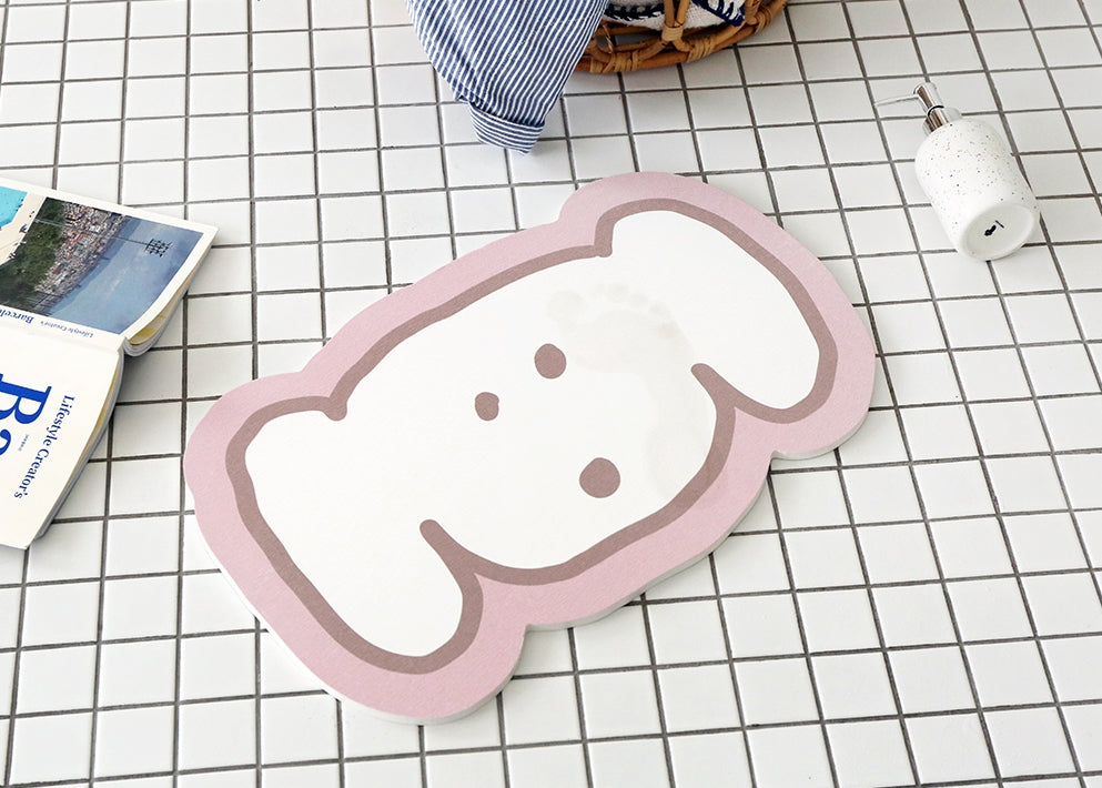 Pink Doggy Bathroom Floor Foot Diatomaceous Earth Mats Powder Dry Pads