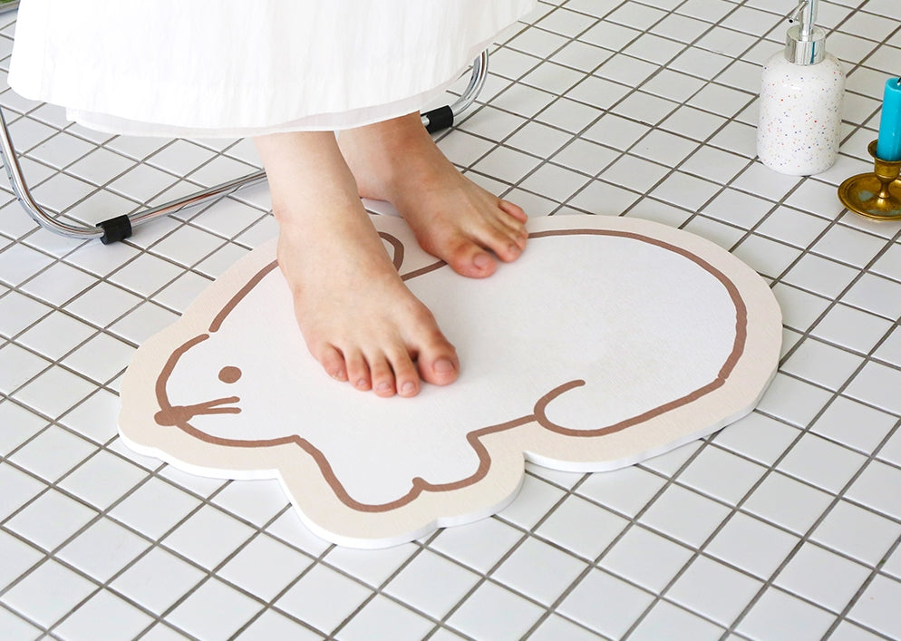 White Rabbit Bathroom Floor Foot Diatomaceous Earth Mats Powder Dry