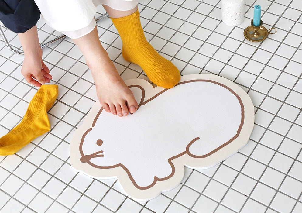 White Rabbit Bathroom Floor Foot Diatomaceous Earth Mats Powder Dry