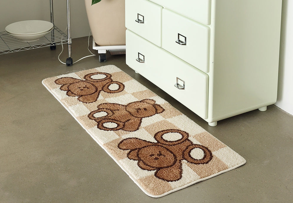 Beige Long Square Cute Animal Floor Mats Rugs Bear Bathroom Home Decor Bedroom Door Foot Pads Anti-slip Gifts