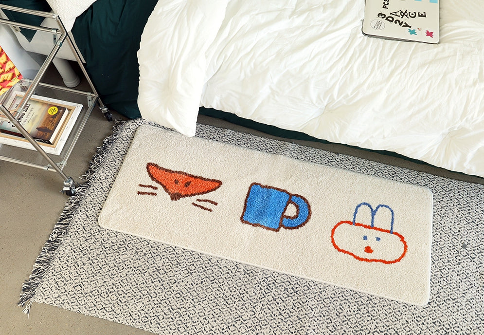 Beige Long Square Cute Animal Floor Mats Rugs Bear Bathroom Home Decor Bedroom Door Foot Pads Anti-slip Gifts