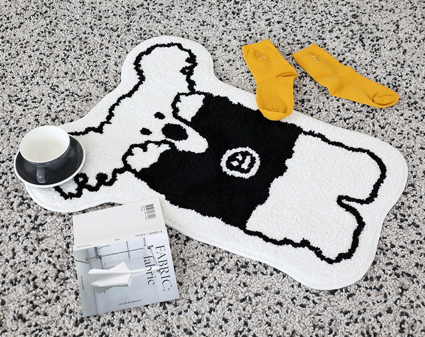 White Cute Animal Characters Floor Mats Rugs Bathroom Home Bed Door Foot Pads Anti-slip