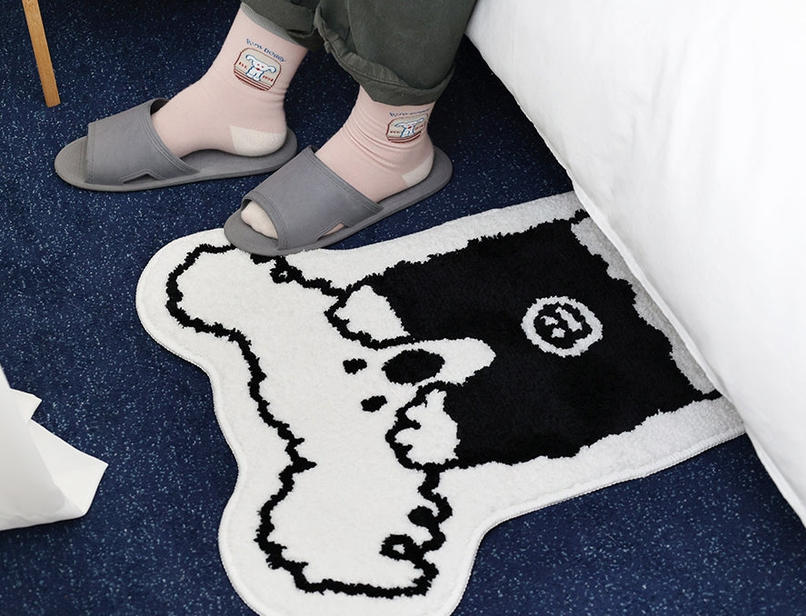 White Cute Animal Characters Floor Mats Rugs Bathroom Home Bed Door Foot Pads Anti-slip