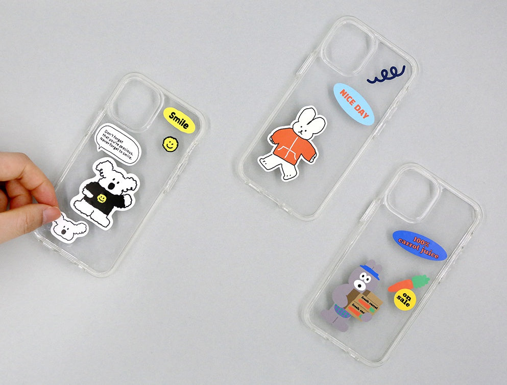 DIY Clear Cellphone Cases Cartoon 2 Remover Sticker 2 Film SET for iPhone12 Series