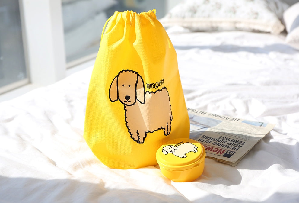 Yellow Fluffy Bento Lunch Boxes 4p Food Containers School Work Travel