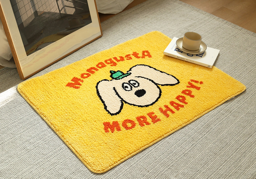 Large Big Yellow Square Cute Animal Dogs Charlie Characters Floor Mats Rugs Bathroom Home Decor Bedroom Door Foot Pads Soft Anti-slip Gifts