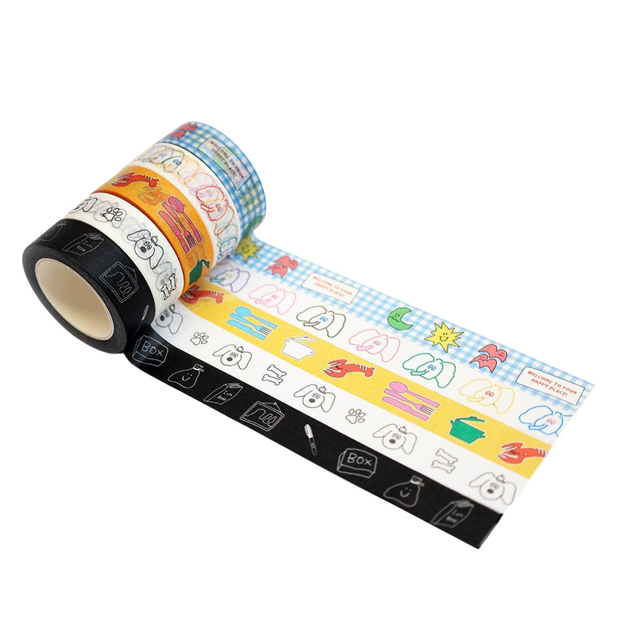 Cute Masking Tape Paper Creative Stationery Graphic Block 5 Rolls 15mm