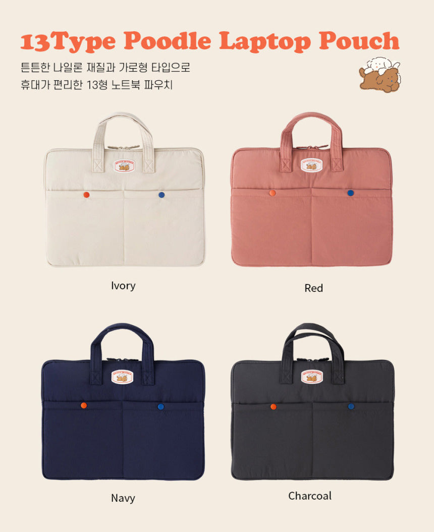 Poodle 13 inch Laptop Sleeves Pouches Square Briefcases Top Handle Bag
