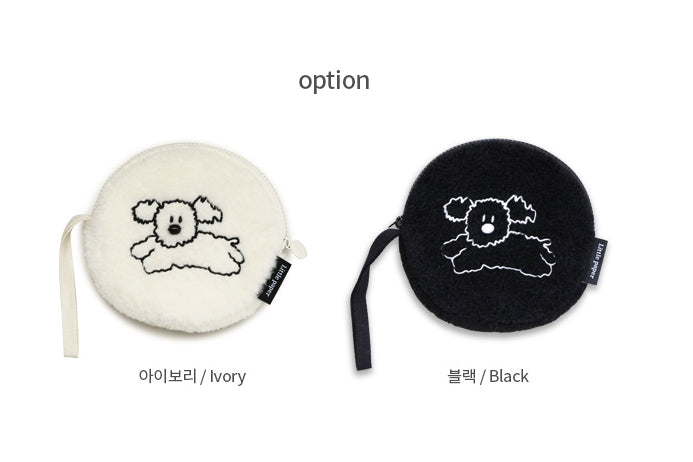 Little Peper Boucle Rounded Circle Pouches Cute Characters Purses Handbags Soft Shearling Card Cosmetics Wrist strap Wallets