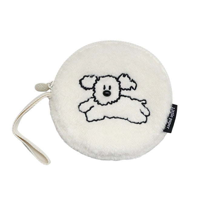 Little Peper Boucle Rounded Circle Pouches Cute Characters Purses Handbags Soft Shearling Card Cosmetics Wrist strap Wallets