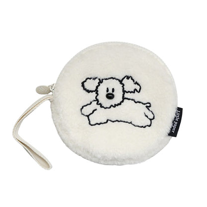 Little Peper Boucle Rounded Circle Pouches Cute Characters Purses Handbags Soft Shearling Card Cosmetics Wrist strap Wallets