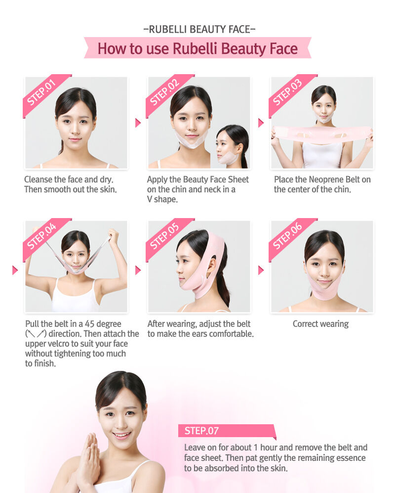 RUBELLI Beauty Face Premium 2-Step ChinCheek Care Pink Band Hot Mask