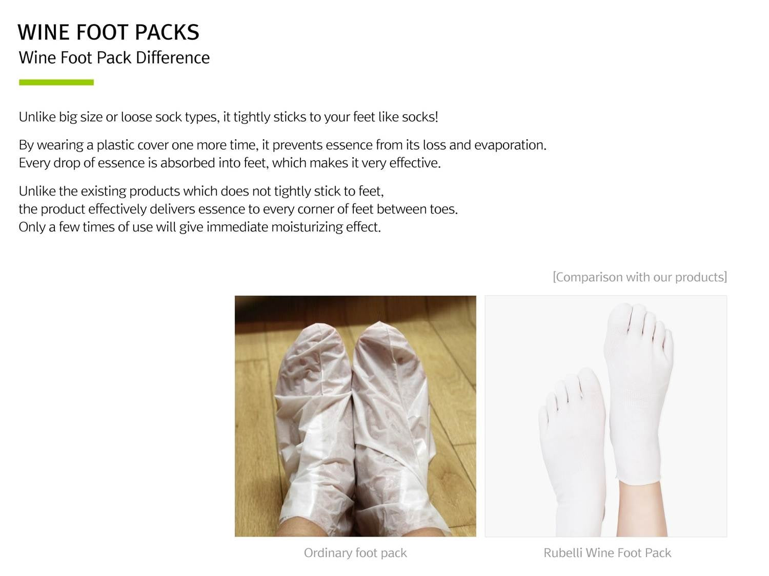 RUBELLI Wine Foot Packs 59gx4ea at home self foot care, Moisturizing