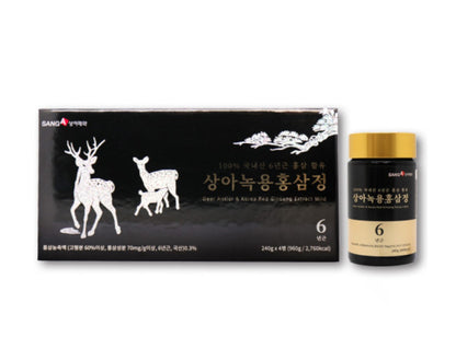 SANGA Deer Antler Korean Red Ginseng Extracts Mild 4 Bottles 6 year Health Supplements Immunity Fatigue Improvement Memory Gifts Drinks Mixed