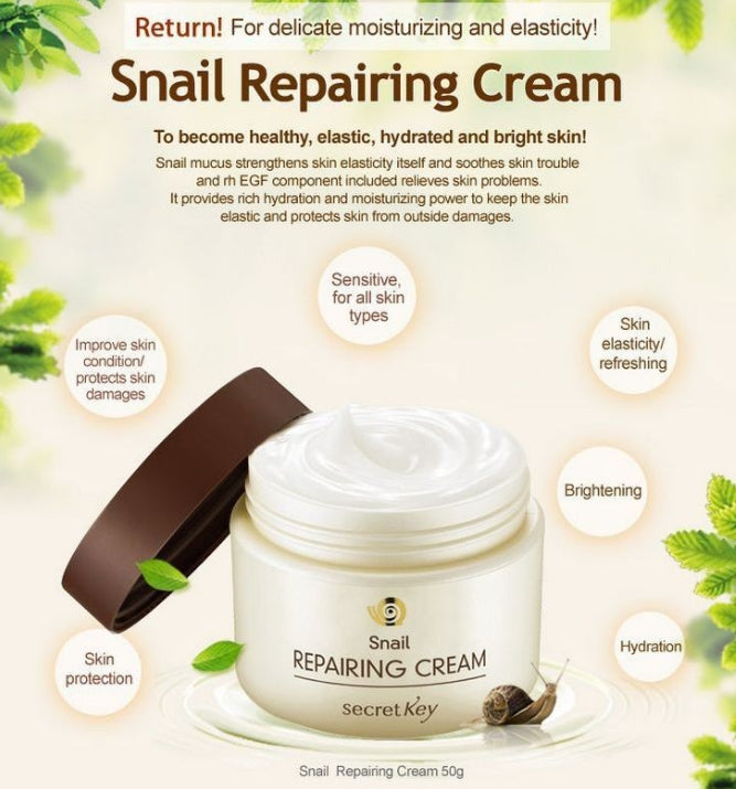 SECRET KEY SNAIL REPAIRING CREAMS 50g Korean Skincare Womens Cosmetics