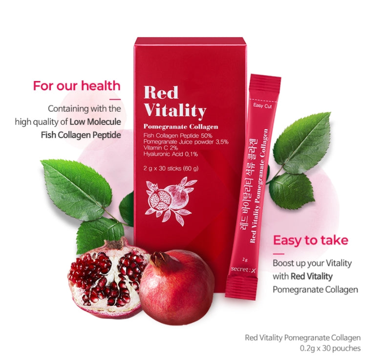 SECRET X Red Vitality Pomegranate Collagen 30sticks Womens Vitamin