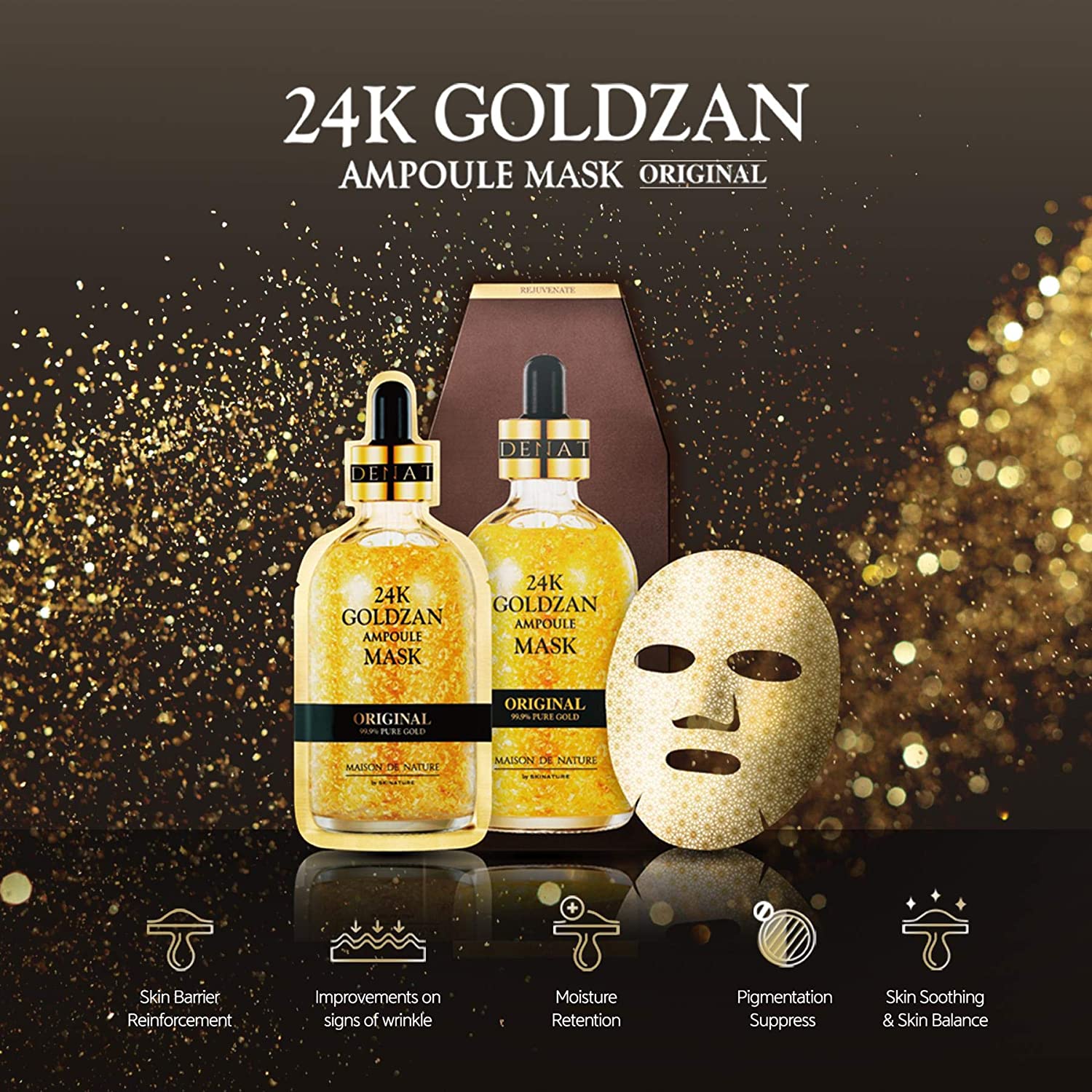 SKINATURE 24K Goldzan Ampoule Masks Original 27ml 5 Sheets Hyaluronic