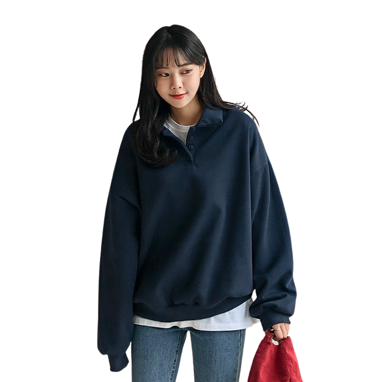 Casual Cozy Brushed Sweatshirts Long Sleeved Tops for Womens Warm Korean Kpop Style