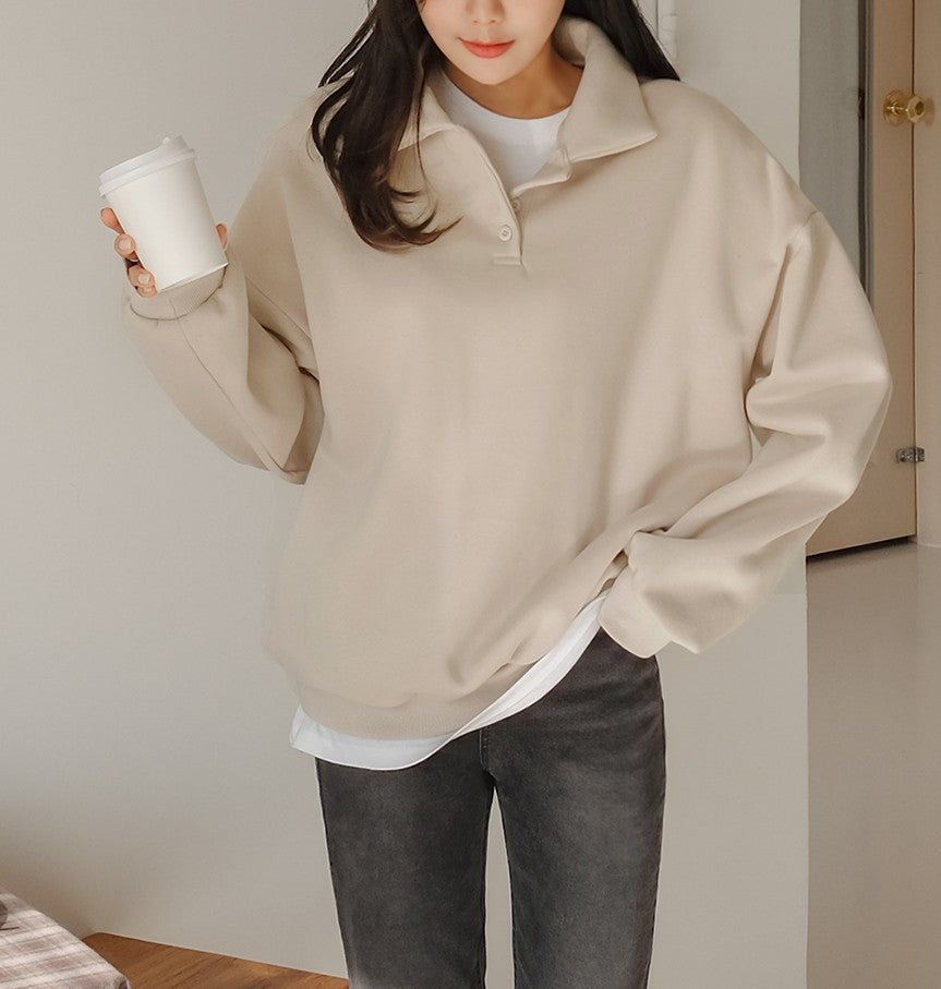 Casual Cozy Brushed Sweatshirts Long Sleeved Tops for Womens Warm Korean Kpop Style