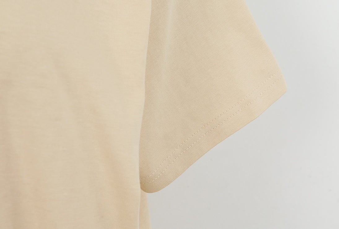 Beige Short Sleeved Long Maxi Dresses Casual Basic Back Slit Cotton