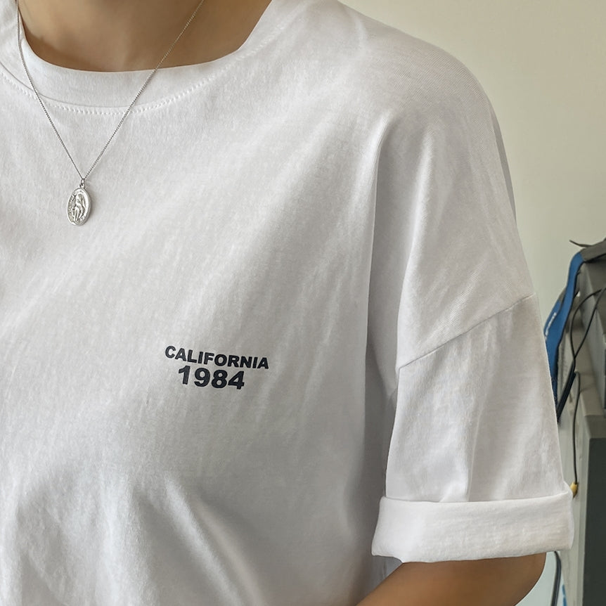 White California1984 Graphic Crewneck Tshirts Womens Short Sleeved