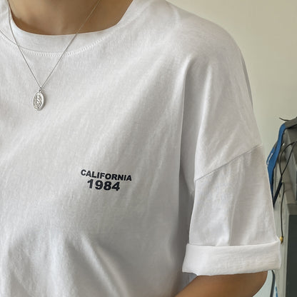 White California1984 Graphic Crewneck Tshirts Womens Short Sleeved