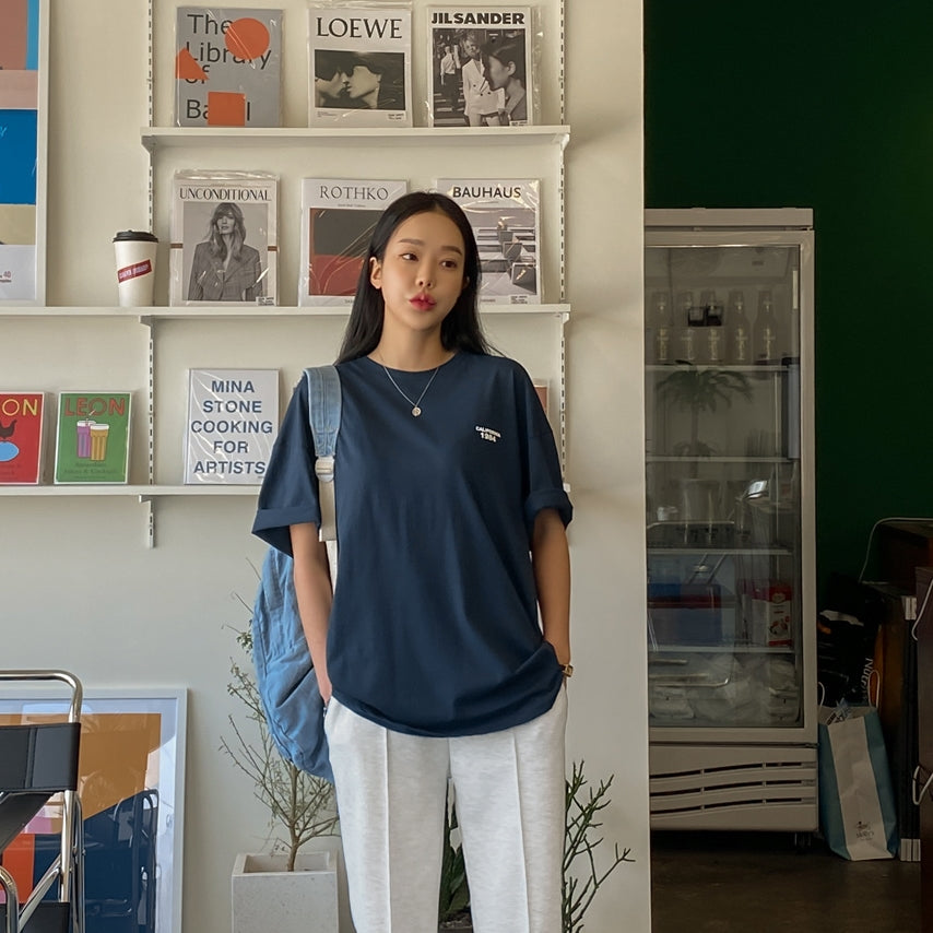 Navyblue California1984 Graphic Crewneck Tshirts Womens Short Sleeved