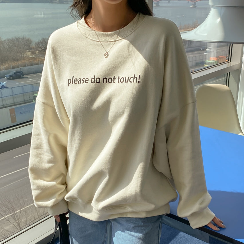 Beige Graphic Crewneck Sweatshirts Womens Tops Loose Fit Long Sleeved