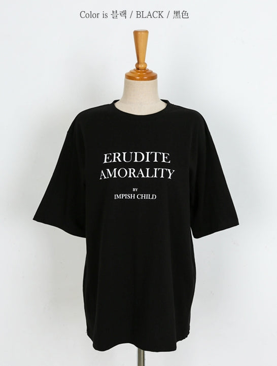 Black Graphic Crewneck Tshirts Womens Short Sleeved Tees Cotton Tops