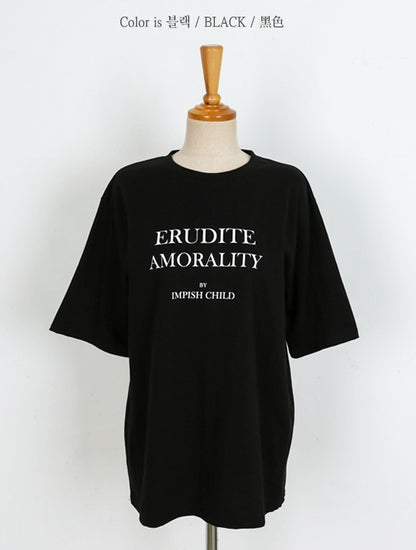 Black Graphic Crewneck Tshirts Womens Short Sleeved Tees Cotton Tops