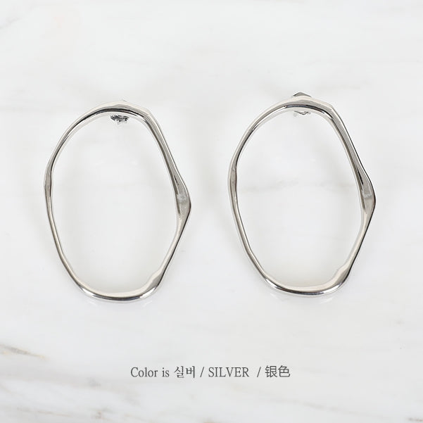 Silver Circle Earrings Korean Womens Fashion Kpop Luxurious style