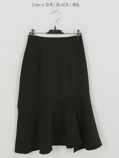 Black Asymmetrical Womens Ruffled Skirts Mermaid Slit Korean Fashion