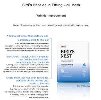 SNP Bird's Nest Aqua Fitting Cell Mask 10p Moisture Elastic wrinkles