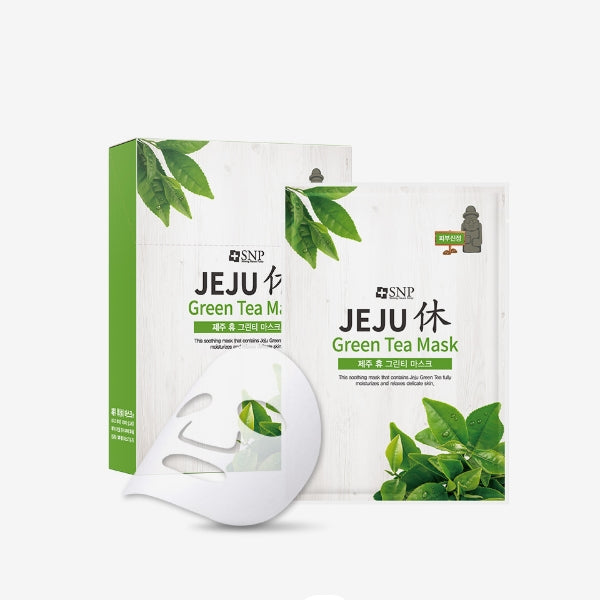 SNP Jeju Hyu Green Tea Mask 22mlx10sheets (Calming Effect) Korean Cosmetics
