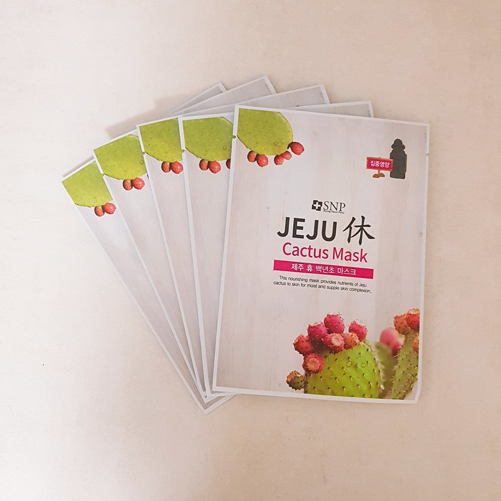 SNP Jeju Hyu Cactus Mask 22mlx10sheets (Nourishing) Korean Cosmetics Skin Care