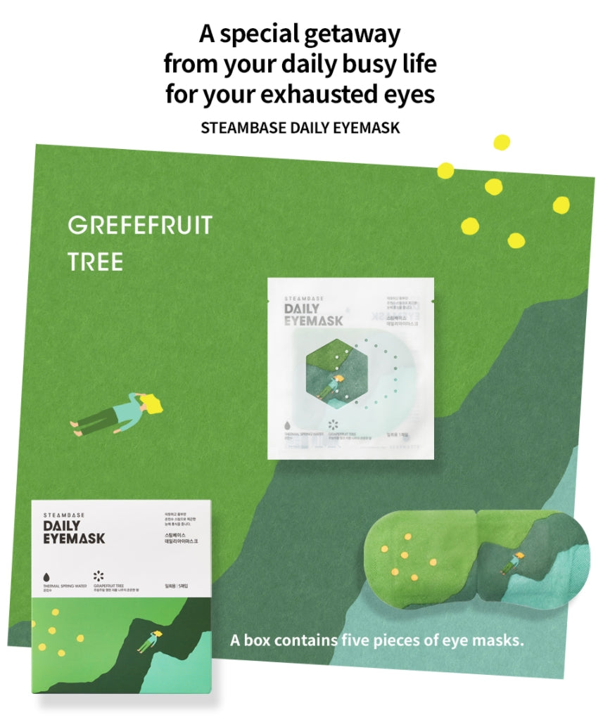 Steambase Daily Eye Mask Grapefruit Tree 5 Sheets Dry Fatigue Eye Steam Hot Pack Sleep
