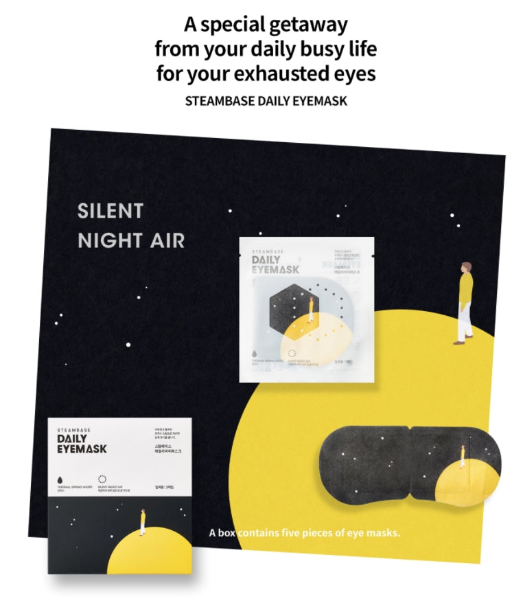 Steambase Daily Eye Mask Silent Night Air 5 Sheets Dry Fatigue Eye Steam Hot Pack Sleep