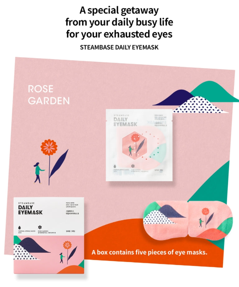 Steambase Daily Eye Mask Rose Garden 5 Sheets Dry Fatigue Eye Steam Hot Pack Sleep